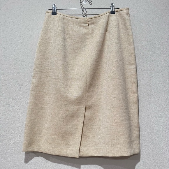 Le Suit Skirt Blouse‎ Set Women’s 12 Tan Cream Midi Pencil Skirt Formal Office - Picture 8 of 8